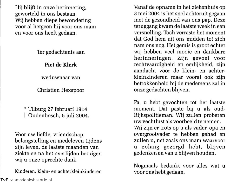Piet de Klerk- Christien Hexspoor